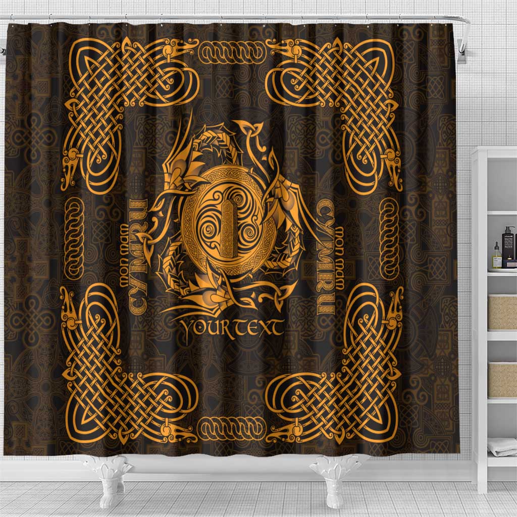 Personalized Anglesey Ynys Mon Shower Curtain Gold Standing Stone Celtic-inspired - Wonder Print Shop