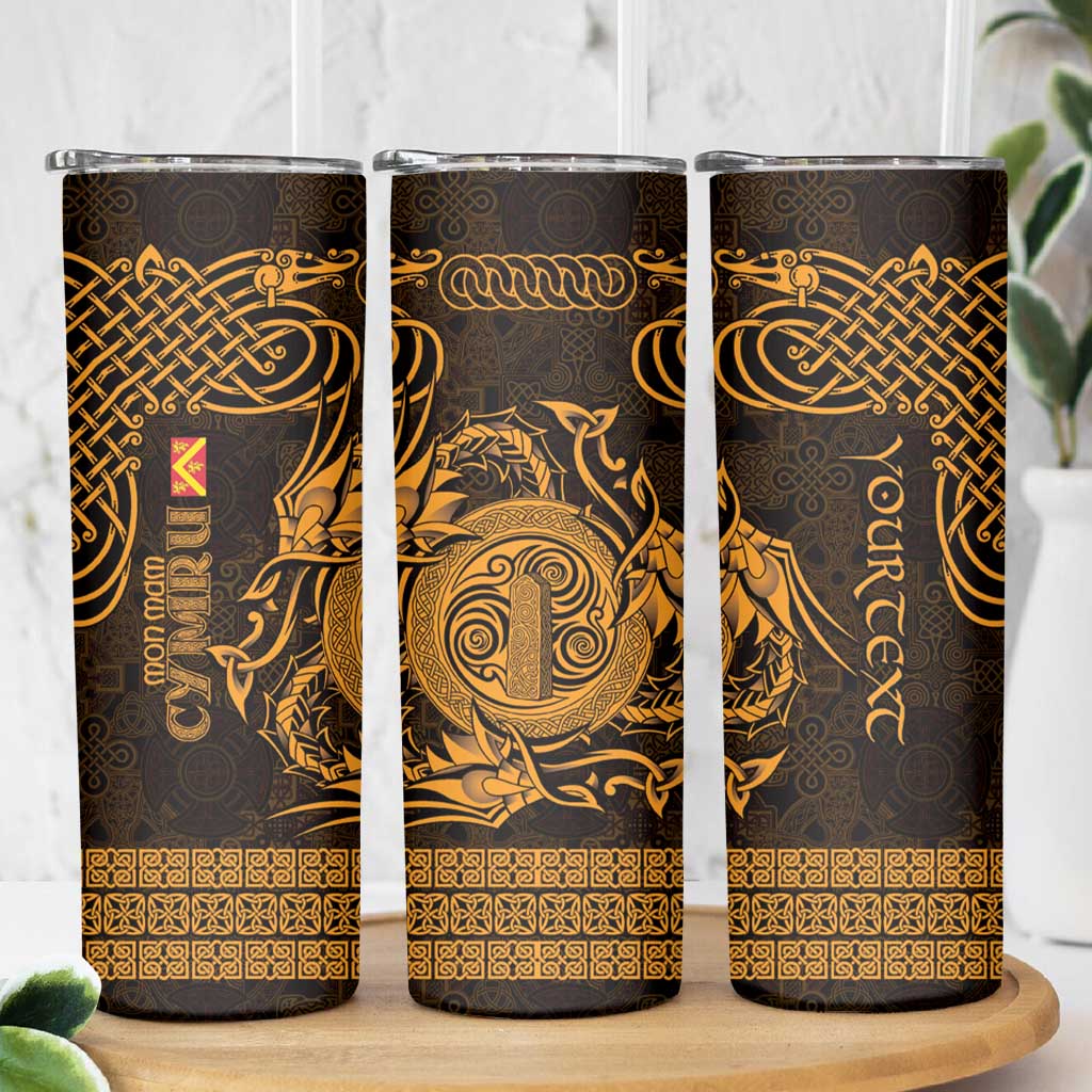 Personalized Anglesey Ynys Mon Skinny Tumbler Gold Standing Stone Celtic-inspired - Wonder Print Shop