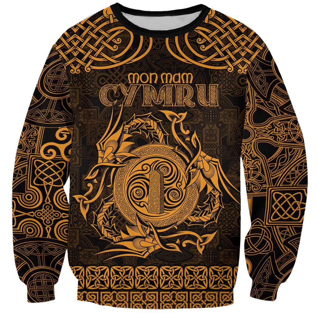 Personalized Anglesey Ynys Mon Sweatshirt Gold Standing Stone Celtic-inspired - Wonder Print Shop