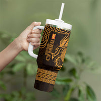 Personalized Anglesey Ynys Mon Tumbler With Handle Gold Standing Stone Celtic-inspired - Wonder Print Shop