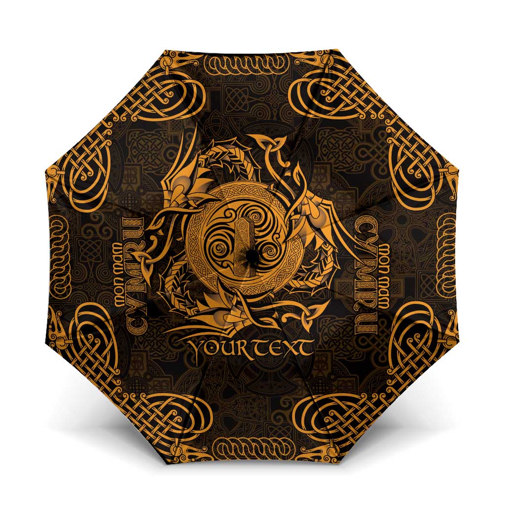 Personalized Anglesey Ynys Mon Umbrella Gold Standing Stone Celtic-inspired - Wonder Print Shop