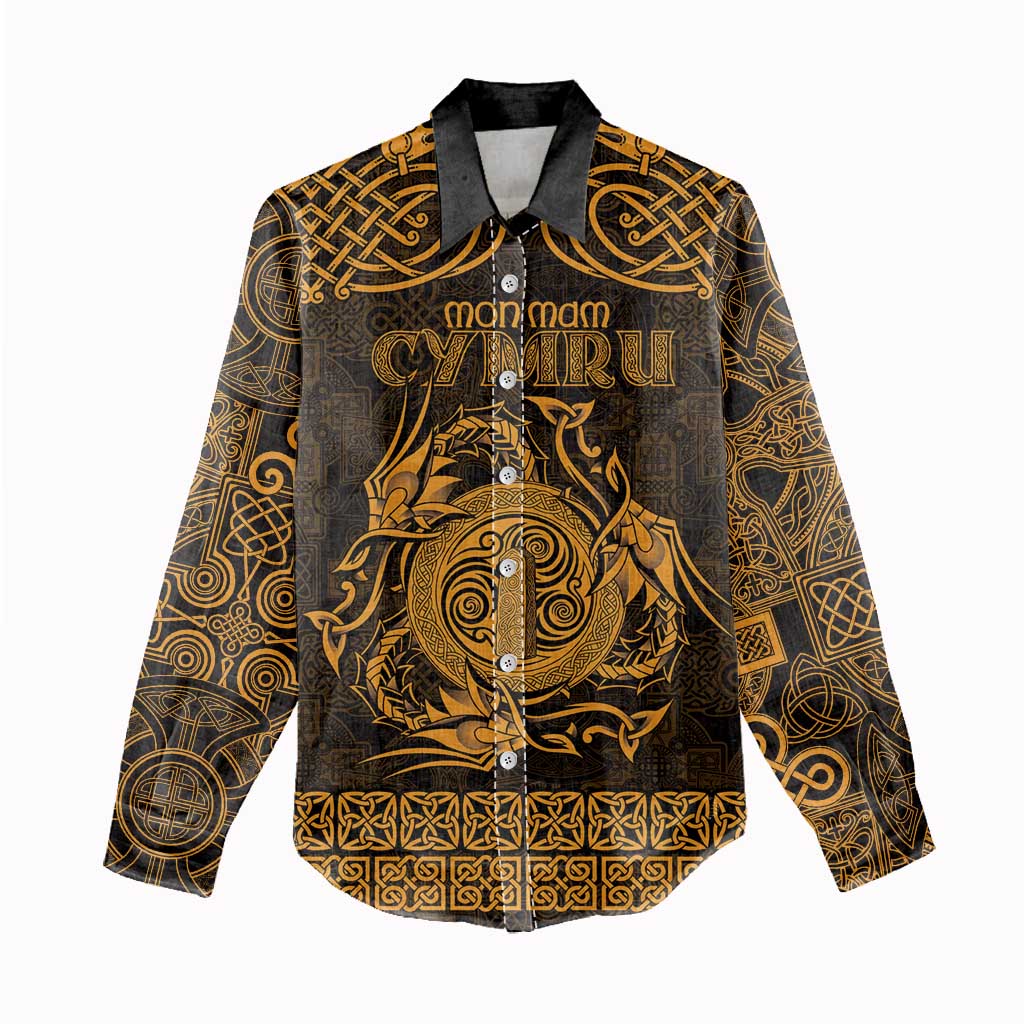 Personalized Anglesey Ynys Mon Women Casual Shirt Gold Standing Stone Celtic-inspired - Wonder Print Shop