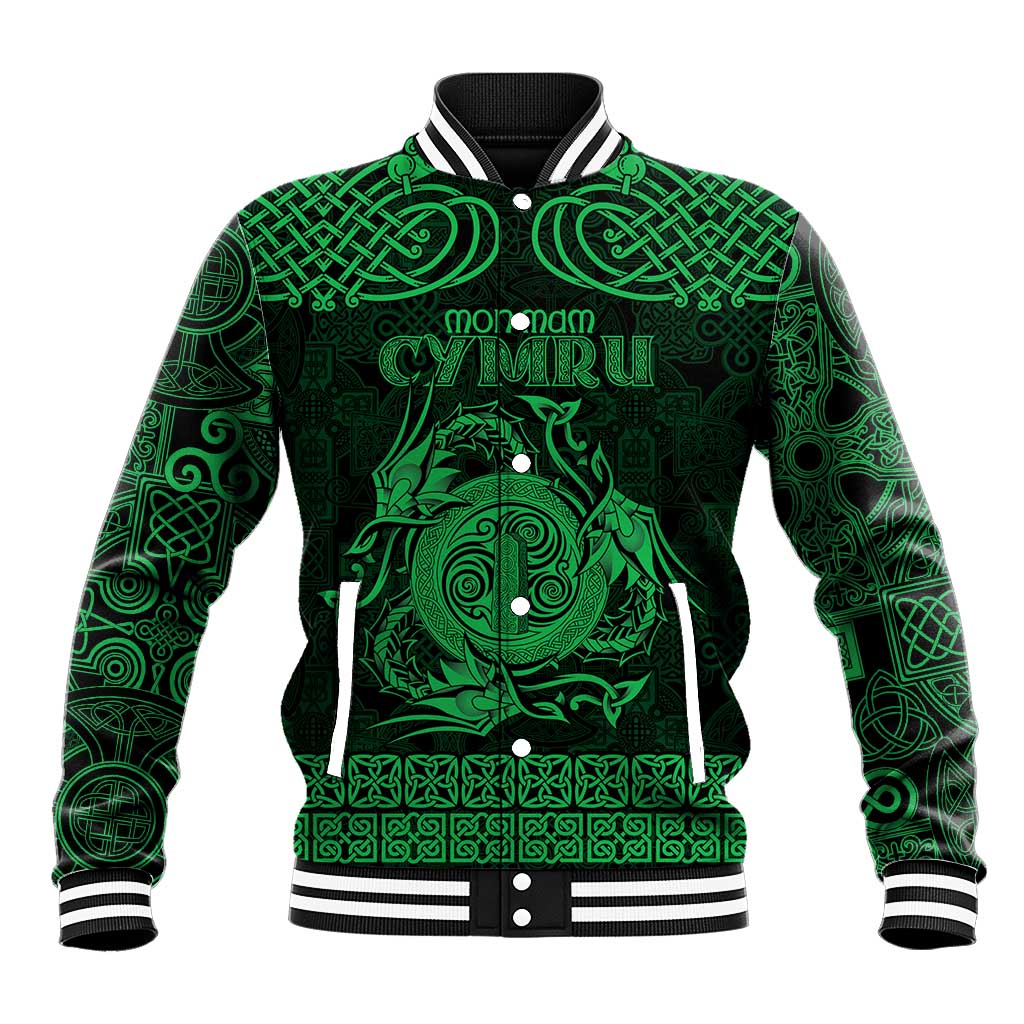 Personalized Anglesey Ynys Mon Baseball Jacket Green Standing Stone Celtic-inspired - Wonder Print Shop