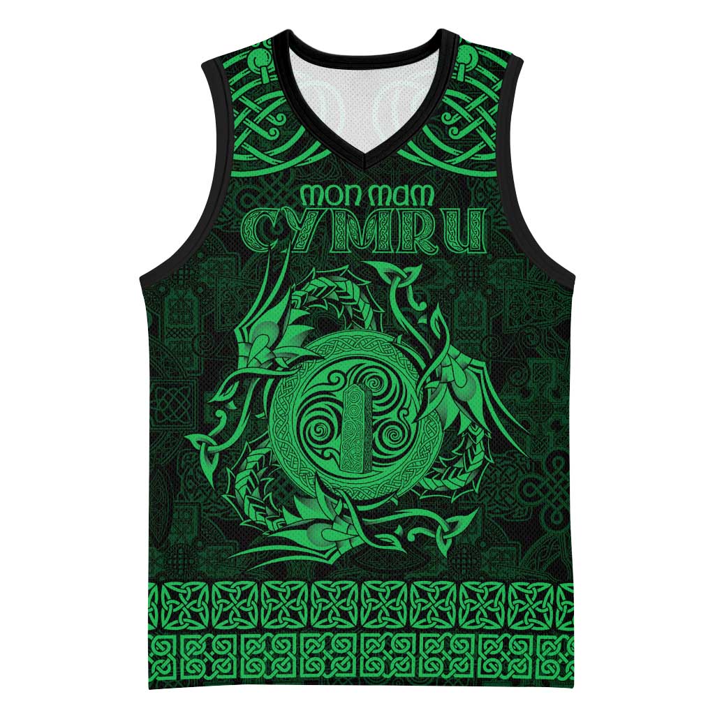 Personalized Anglesey Ynys Mon Basketball Jersey Green Standing Stone Celtic-inspired - Wonder Print Shop