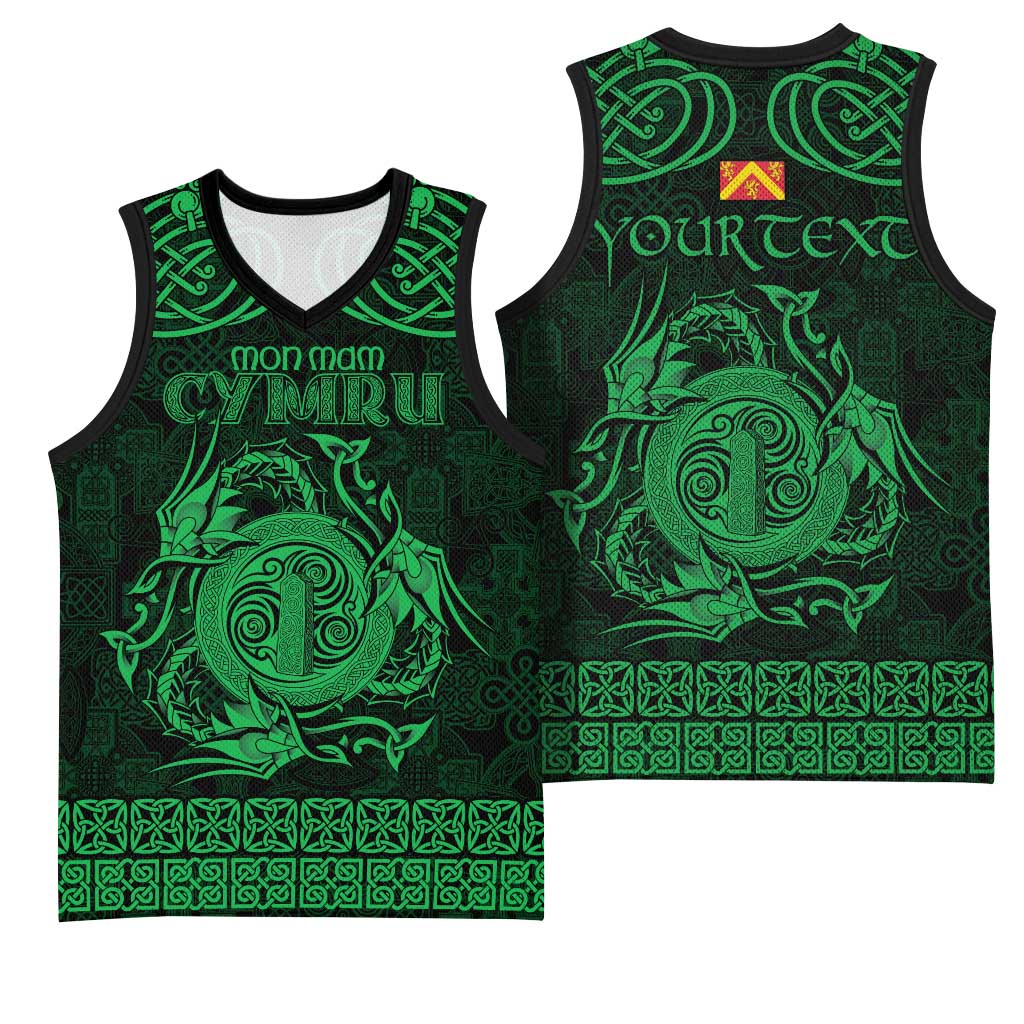 Personalized Anglesey Ynys Mon Basketball Jersey Green Standing Stone Celtic-inspired - Wonder Print Shop