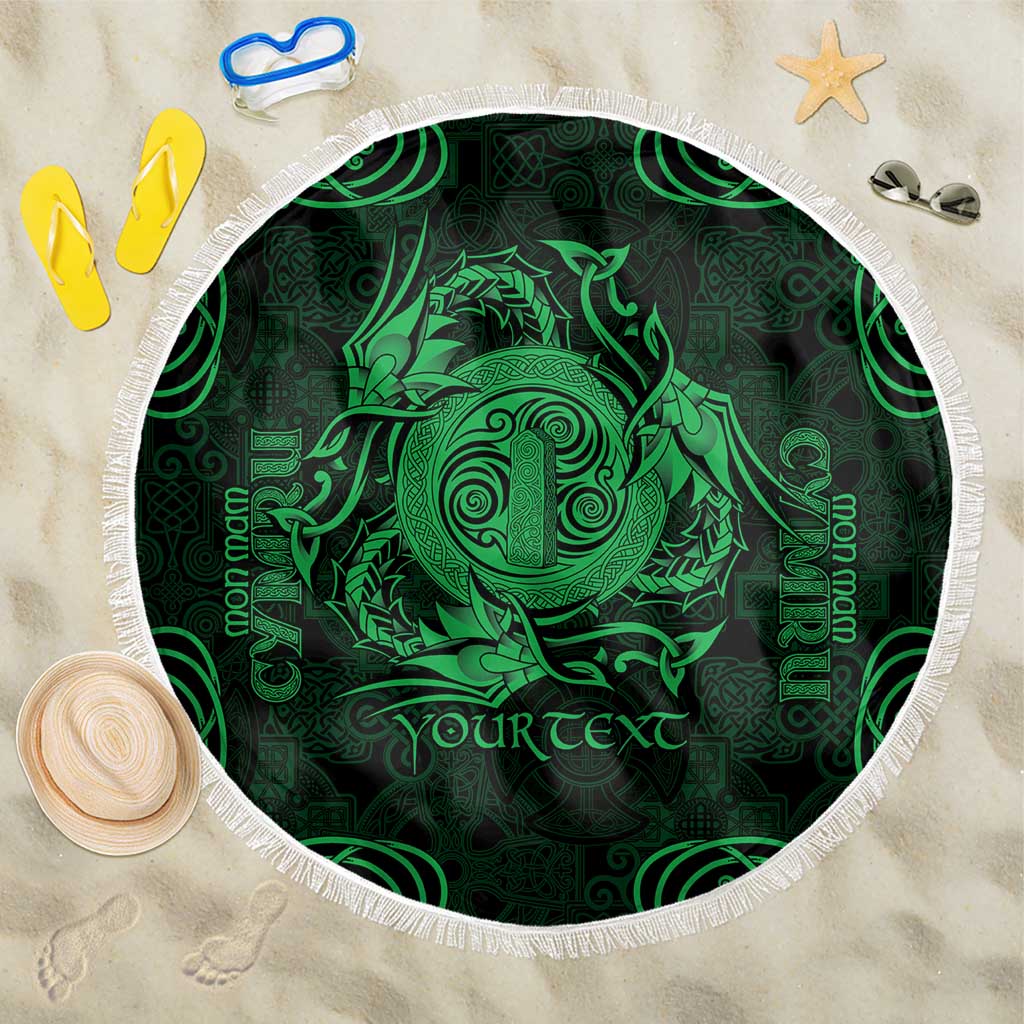Personalized Anglesey Ynys Mon Beach Blanket Green Standing Stone Celtic-inspired - Wonder Print Shop