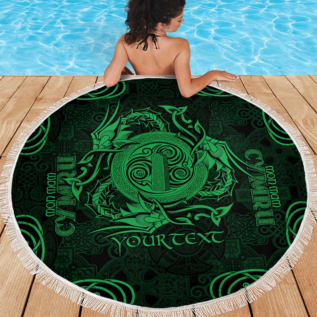 Personalized Anglesey Ynys Mon Beach Blanket Green Standing Stone Celtic-inspired - Wonder Print Shop