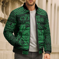Personalized Anglesey Ynys Mon Bomber Puffer Jacket Green Standing Stone Celtic-inspired - Wonder Print Shop