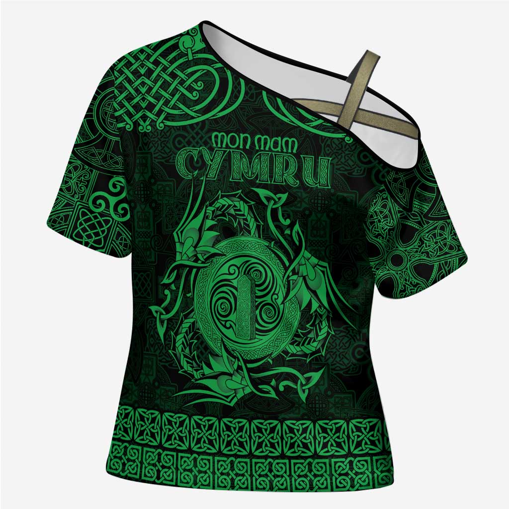 Personalized Anglesey Ynys Mon Cross Shoulder Shirt Green Standing Stone Celtic-inspired - Wonder Print Shop