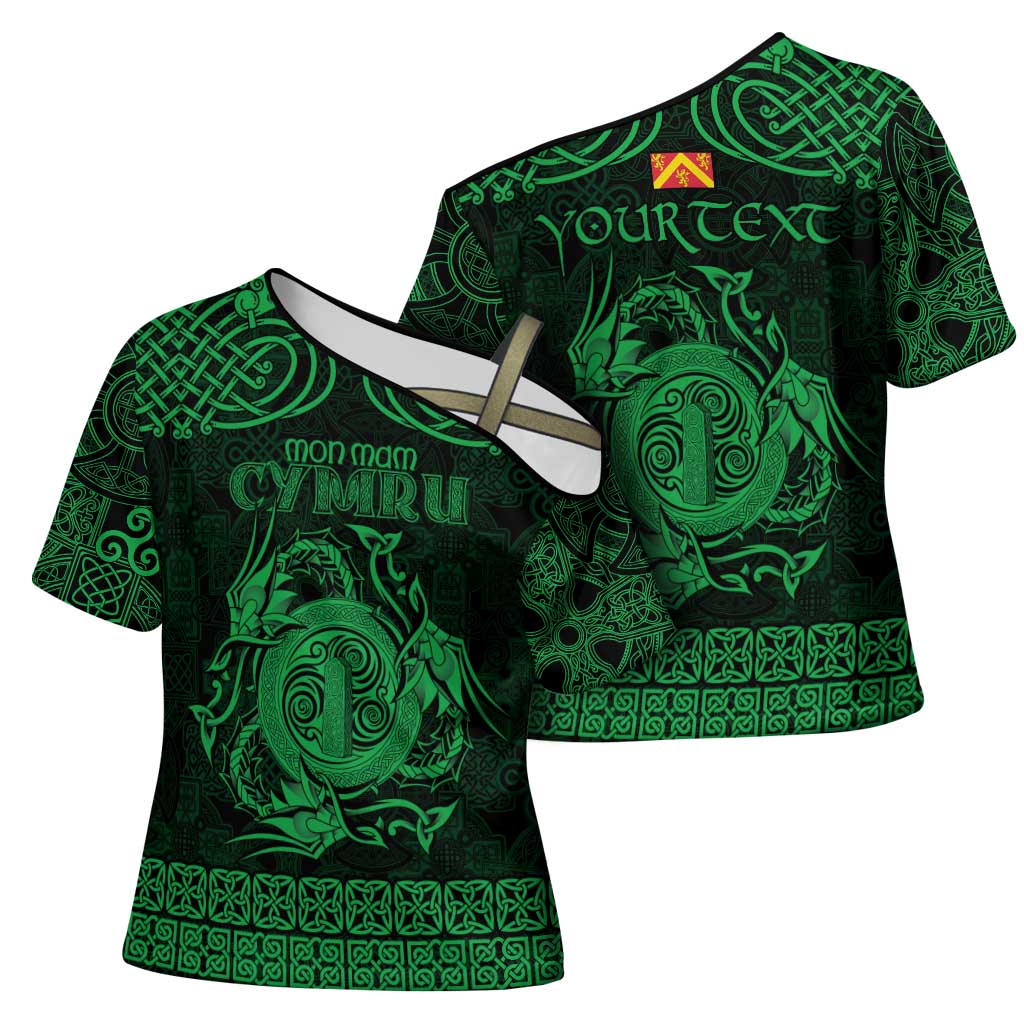 Personalized Anglesey Ynys Mon Cross Shoulder Shirt Green Standing Stone Celtic-inspired - Wonder Print Shop