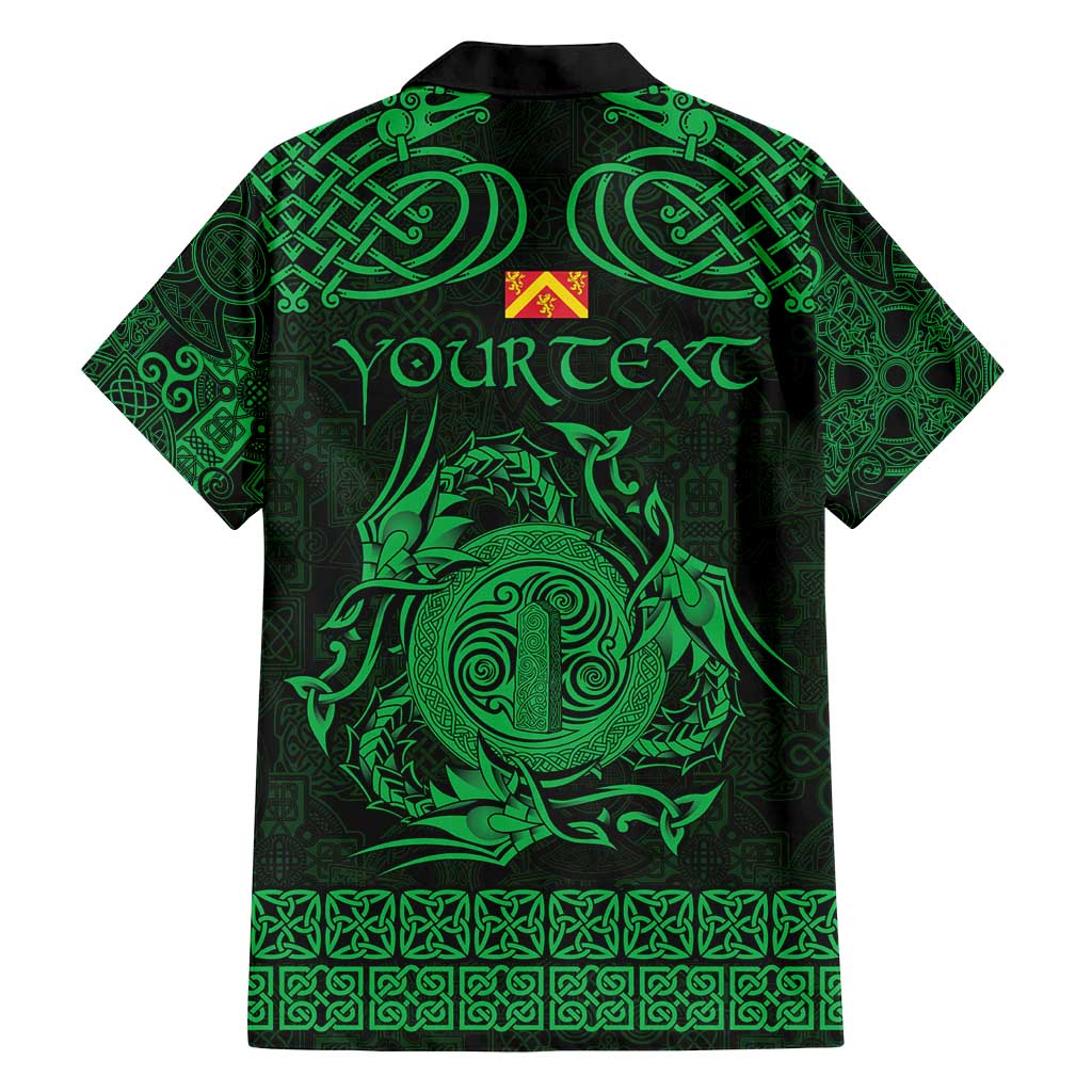 Personalized Anglesey Ynys Mon Family Matching Off Shoulder Maxi Dress and Hawaiian Shirt Green Standing Stone Celtic-inspired - Wonder Print Shop