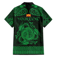 Personalized Anglesey Ynys Mon Family Matching Off Shoulder Maxi Dress and Hawaiian Shirt Green Standing Stone Celtic-inspired - Wonder Print Shop