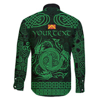 Personalized Anglesey Ynys Mon Family Matching Off Shoulder Maxi Dress and Hawaiian Shirt Green Standing Stone Celtic-inspired - Wonder Print Shop
