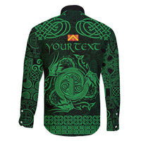 Personalized Anglesey Ynys Mon Family Matching Short Sleeve Bodycon Dress and Hawaiian Shirt Green Standing Stone Celtic-inspired - Wonder Print Shop