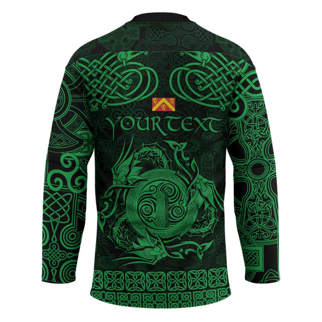 Personalized Anglesey Ynys Mon Hockey Jersey Green Standing Stone Celtic-inspired - Wonder Print Shop