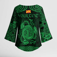 Personalized Anglesey Ynys Mon Kimono Sleeve Blouse Green Standing Stone Celtic-inspired - Wonder Print Shop