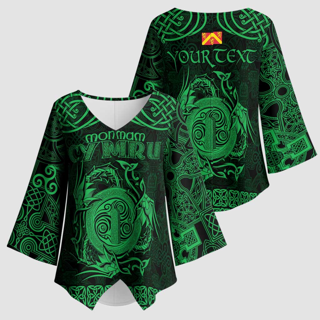 Personalized Anglesey Ynys Mon Kimono Sleeve Blouse Green Standing Stone Celtic-inspired - Wonder Print Shop