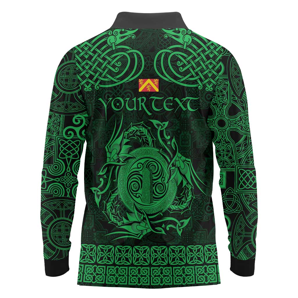 Personalized Anglesey Ynys Mon Long Sleeve Polo Shirt Green Standing Stone Celtic-inspired - Wonder Print Shop