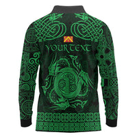 Personalized Anglesey Ynys Mon Long Sleeve Polo Shirt Green Standing Stone Celtic-inspired - Wonder Print Shop