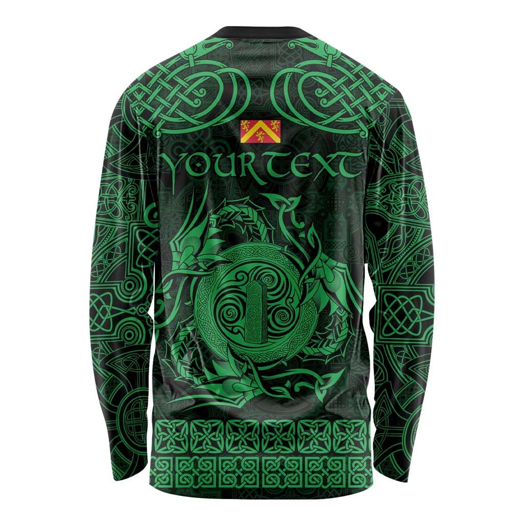 Personalized Anglesey Ynys Mon Long Sleeve Shirt Green Standing Stone Celtic-inspired - Wonder Print Shop