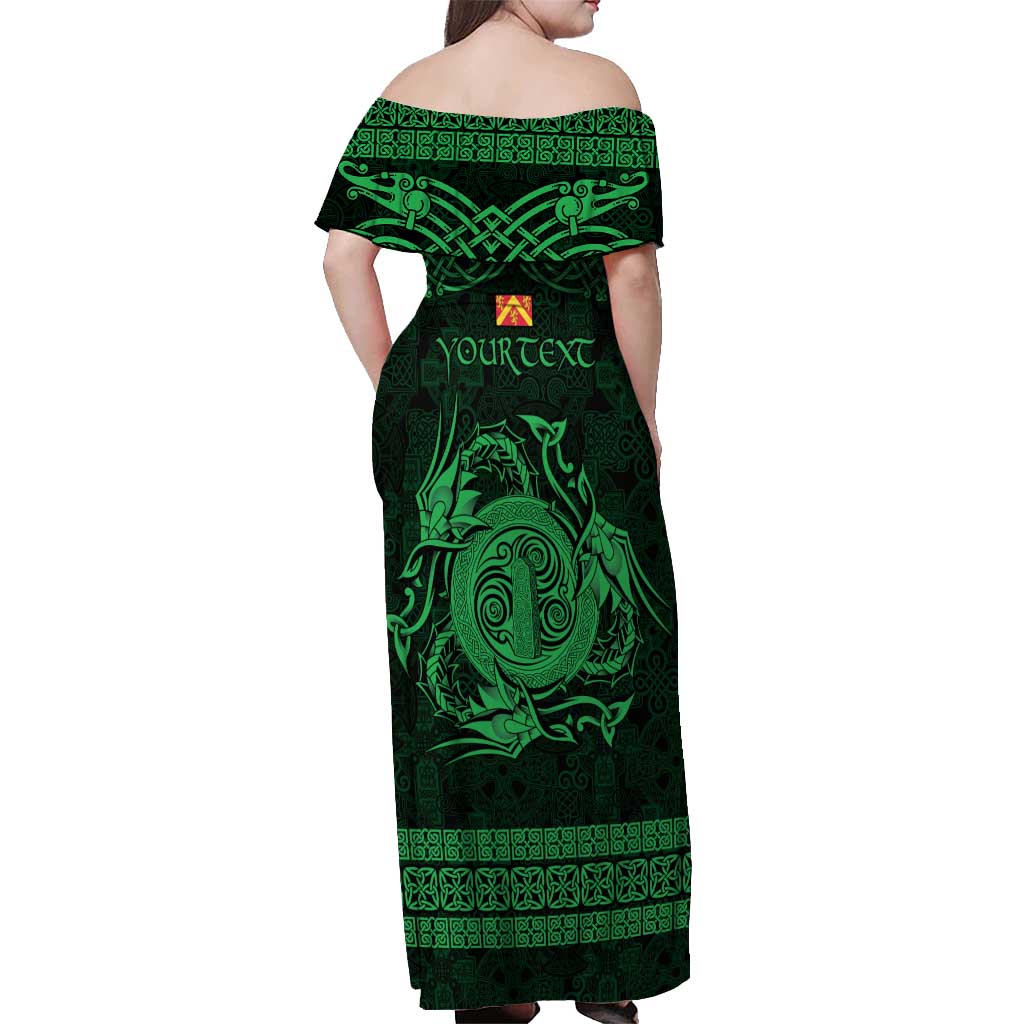 Personalized Anglesey Ynys Mon Off Shoulder Maxi Dress Green Standing Stone Celtic-inspired - Wonder Print Shop