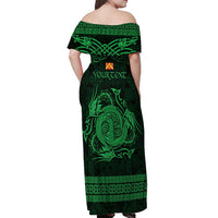 Personalized Anglesey Ynys Mon Off Shoulder Maxi Dress Green Standing Stone Celtic-inspired - Wonder Print Shop