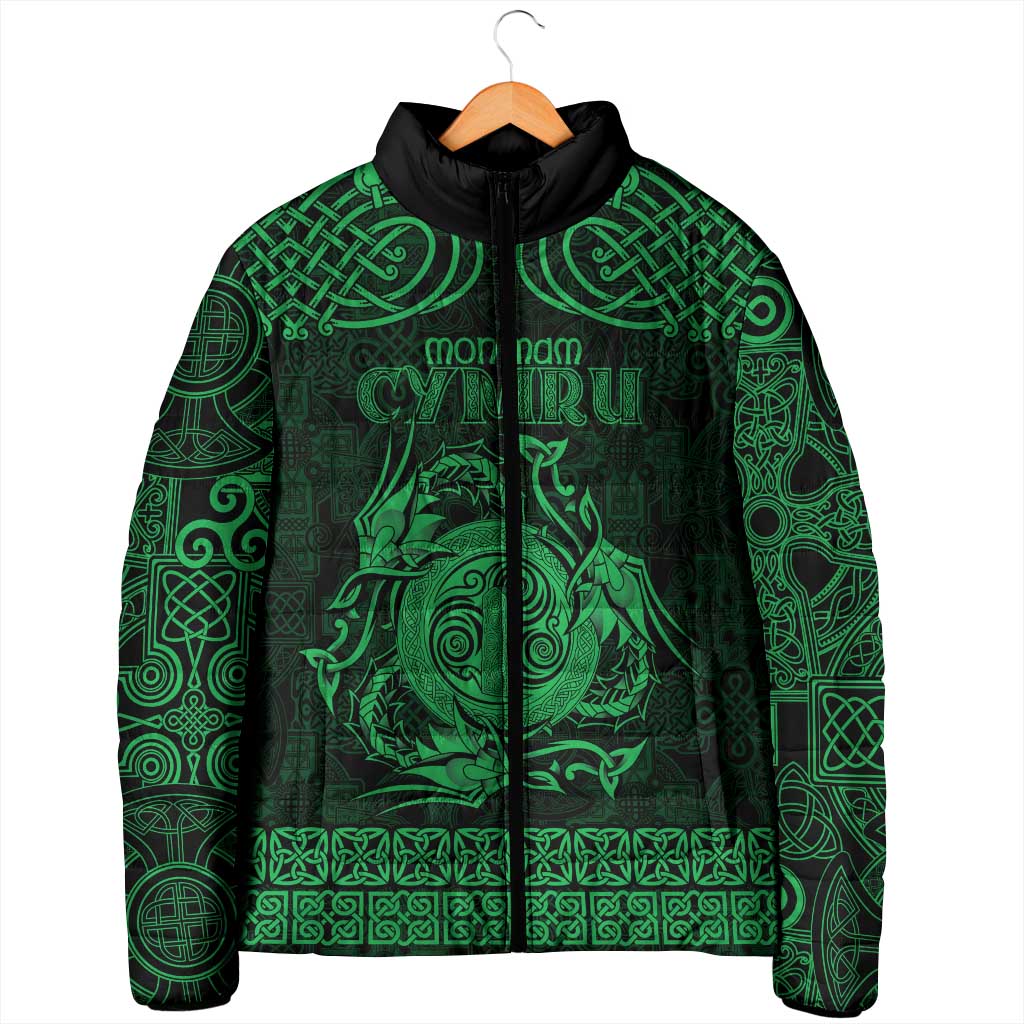 Personalized Anglesey Ynys Mon Padded Jacket Green Standing Stone Celtic-inspired - Wonder Print Shop