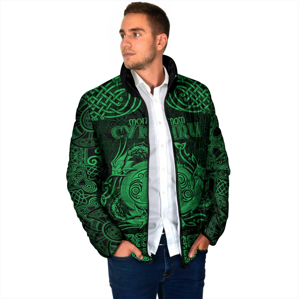 Personalized Anglesey Ynys Mon Padded Jacket Green Standing Stone Celtic-inspired - Wonder Print Shop