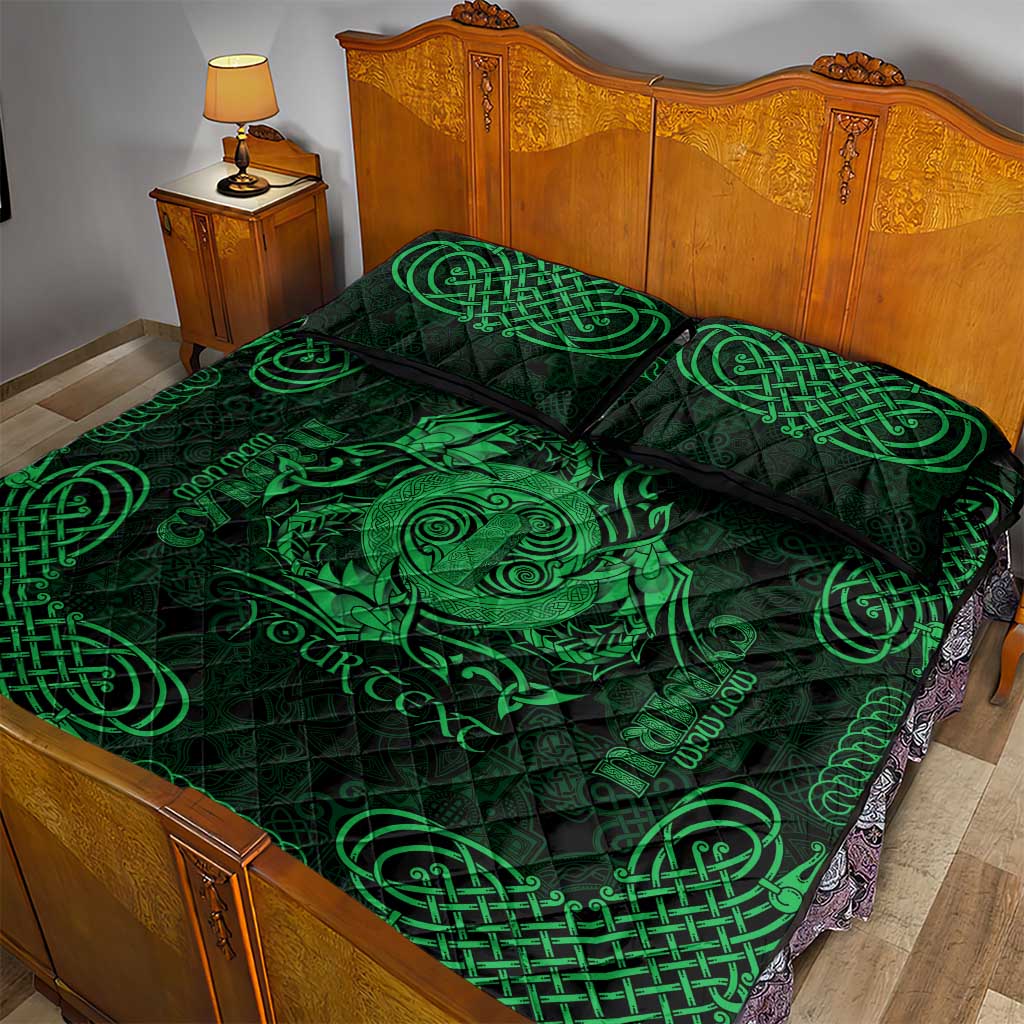 Personalized Anglesey Ynys Mon Quilt Bed Set Green Standing Stone Celtic-inspired - Wonder Print Shop