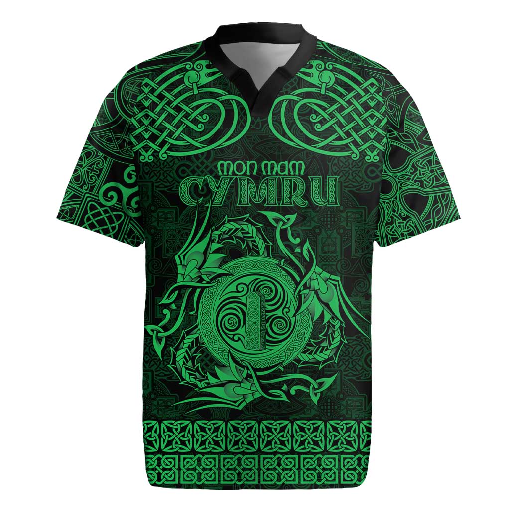 Personalized Anglesey Ynys Mon Rugby Jersey Green Standing Stone Celtic-inspired - Wonder Print Shop