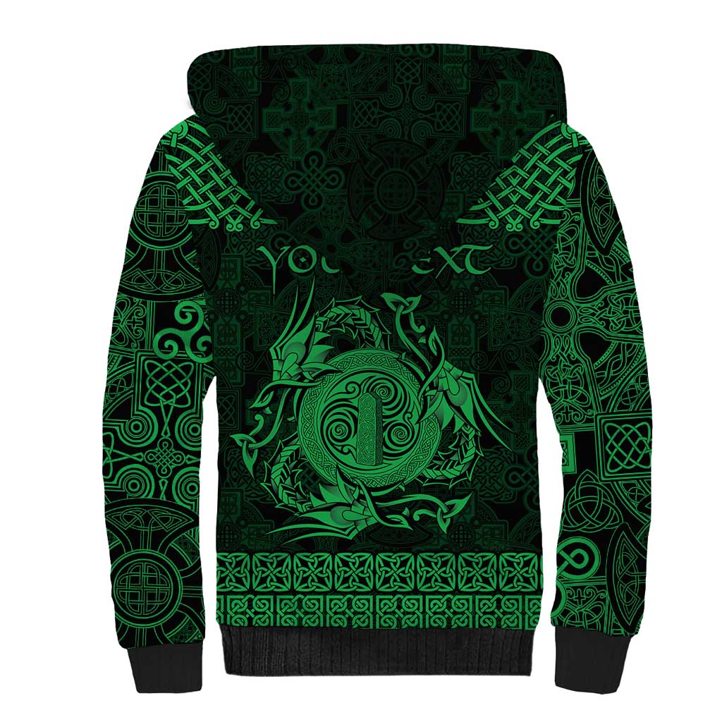 Personalized Anglesey Ynys Mon Sherpa Hoodie Green Standing Stone Celtic-inspired - Wonder Print Shop