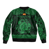 Personalized Anglesey Ynys Mon Sleeve Zip Bomber Jacket Green Standing Stone Celtic-inspired - Wonder Print Shop