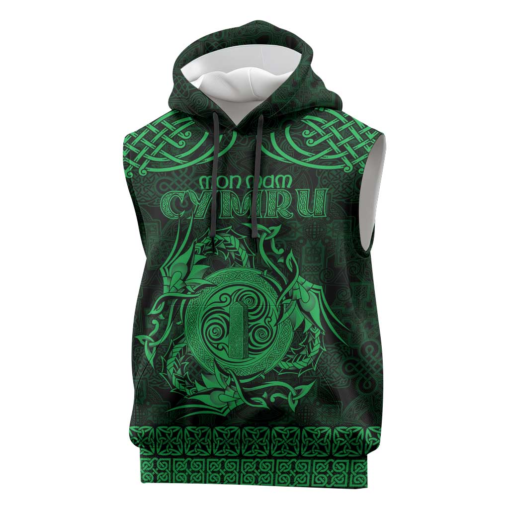 Personalized Anglesey Ynys Mon Sleeveless Hoodie Green Standing Stone Celtic-inspired - Wonder Print Shop