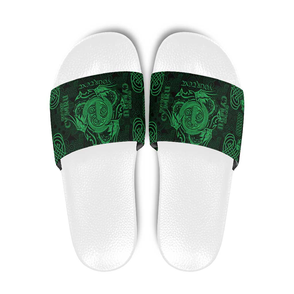 Personalized Anglesey Ynys Mon Slide Sandals Green Standing Stone Celtic-inspired - Wonder Print Shop