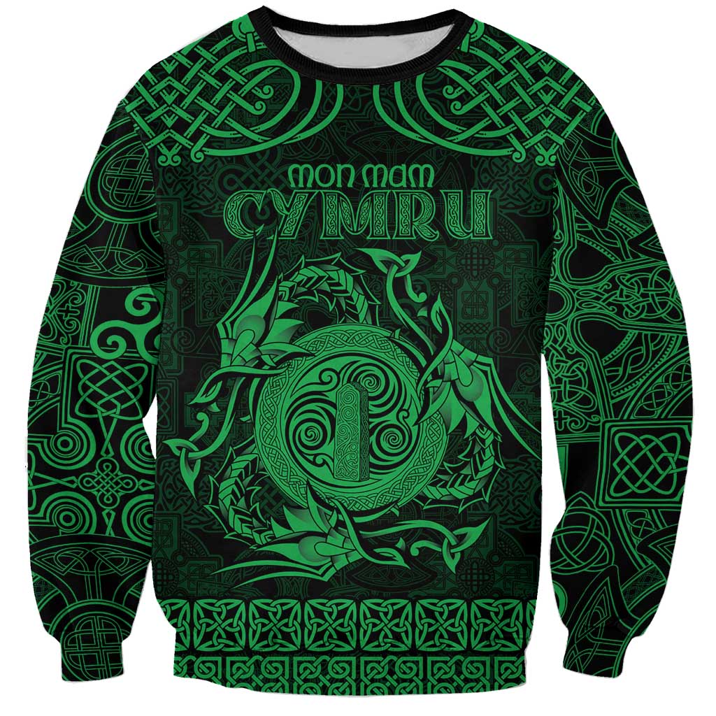 Personalized Anglesey Ynys Mon Sweatshirt Green Standing Stone Celtic-inspired - Wonder Print Shop