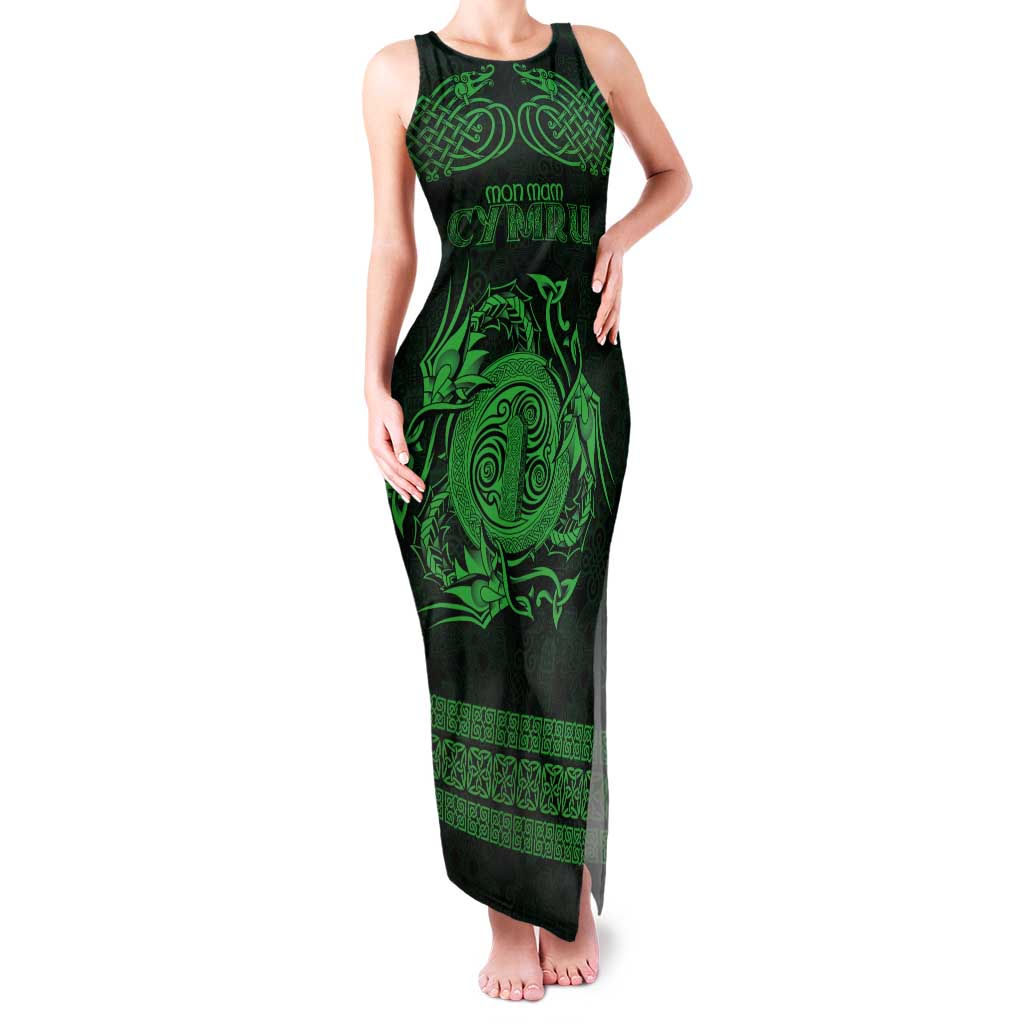 Personalized Anglesey Ynys Mon Tank Maxi Dress Green Standing Stone Celtic-inspired - Wonder Print Shop