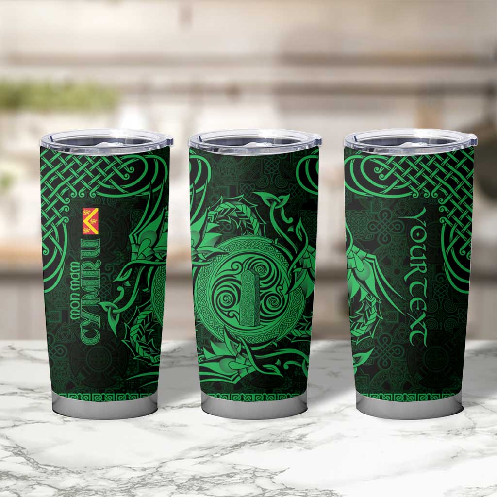 Personalized Anglesey Ynys Mon Tumbler Cup Green Standing Stone Celtic-inspired - Wonder Print Shop
