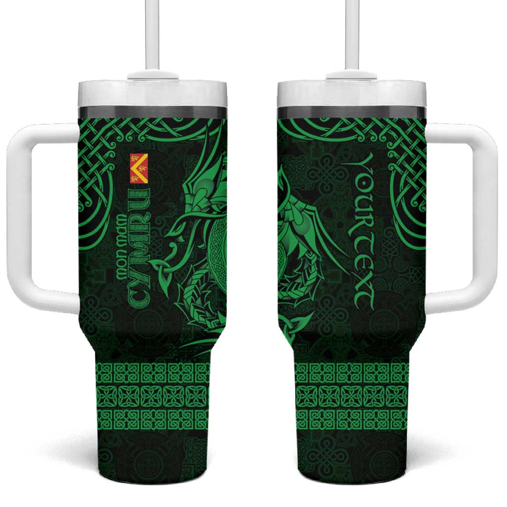 Personalized Anglesey Ynys Mon Tumbler With Handle Green Standing Stone Celtic-inspired - Wonder Print Shop