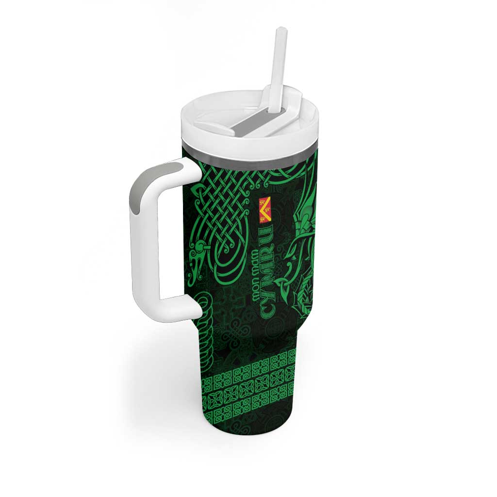 Personalized Anglesey Ynys Mon Tumbler With Handle Green Standing Stone Celtic-inspired - Wonder Print Shop