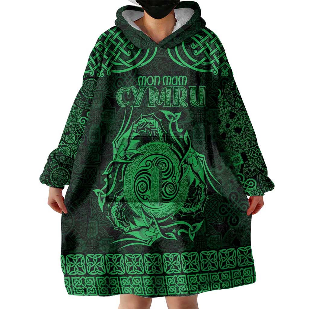 Personalized Anglesey Ynys Mon Wearable Blanket Hoodie Green Standing Stone Celtic-inspired - Wonder Print Shop