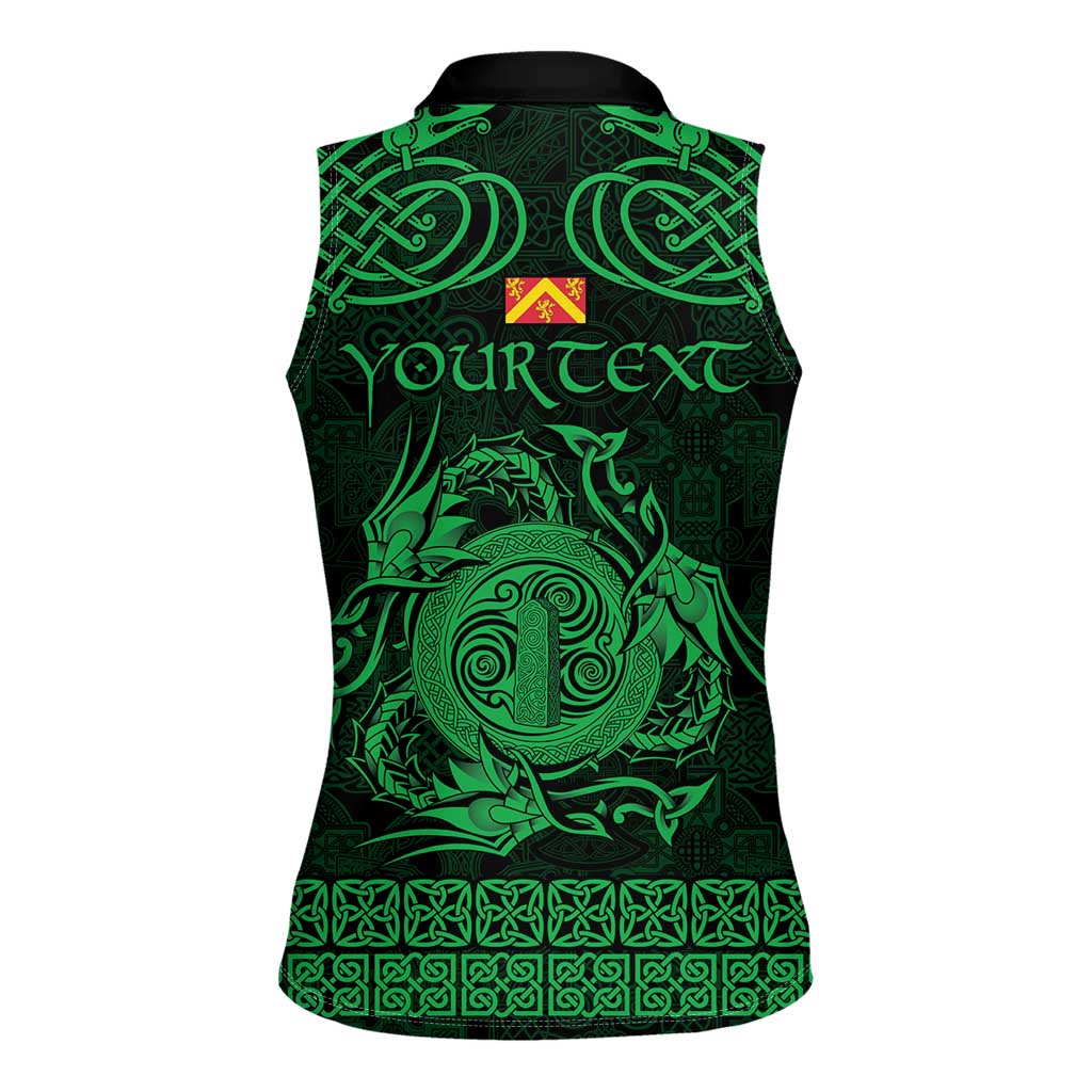 Personalized Anglesey Ynys Mon Women Sleeveless Polo Shirt Green Standing Stone Celtic-inspired - Wonder Print Shop