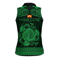 Personalized Anglesey Ynys Mon Women Sleeveless Polo Shirt Green Standing Stone Celtic-inspired - Wonder Print Shop