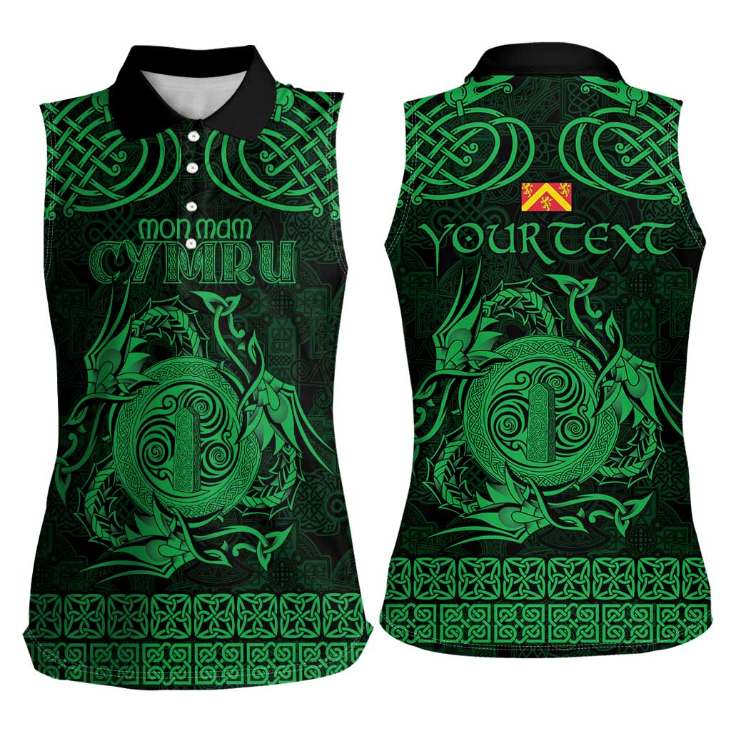 Personalized Anglesey Ynys Mon Women Sleeveless Polo Shirt Green Standing Stone Celtic-inspired - Wonder Print Shop