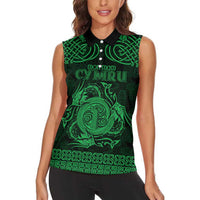 Personalized Anglesey Ynys Mon Women Sleeveless Polo Shirt Green Standing Stone Celtic-inspired - Wonder Print Shop