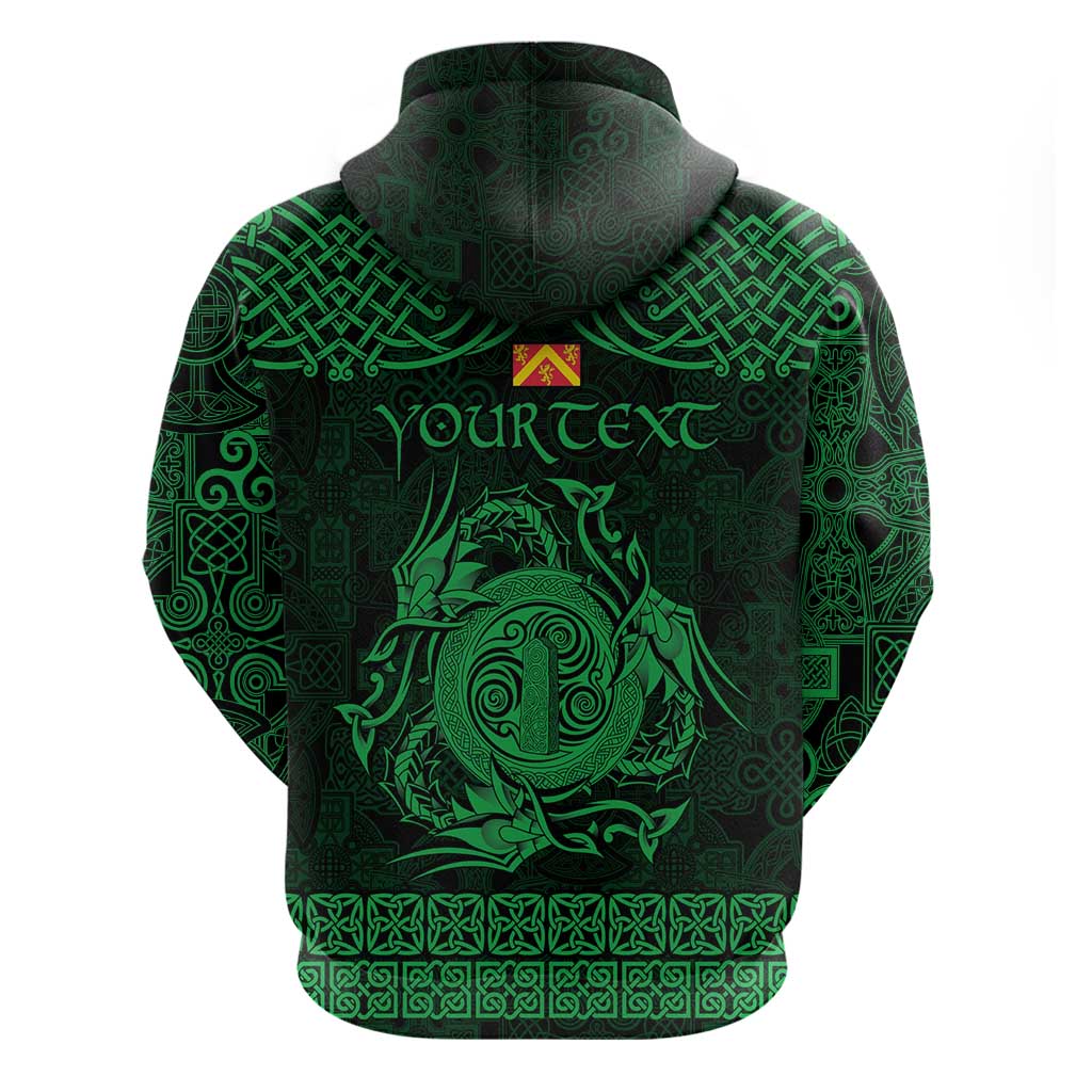 Personalized Anglesey Ynys Mon Zip Hoodie Green Standing Stone Celtic-inspired - Wonder Print Shop