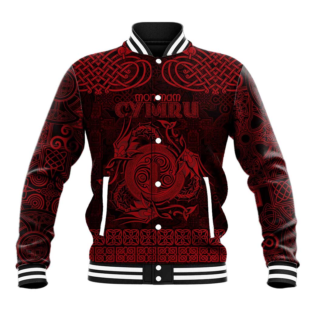 Personalized Anglesey Ynys Mon Baseball Jacket Red Standing Stone Celtic-inspired - Wonder Print Shop