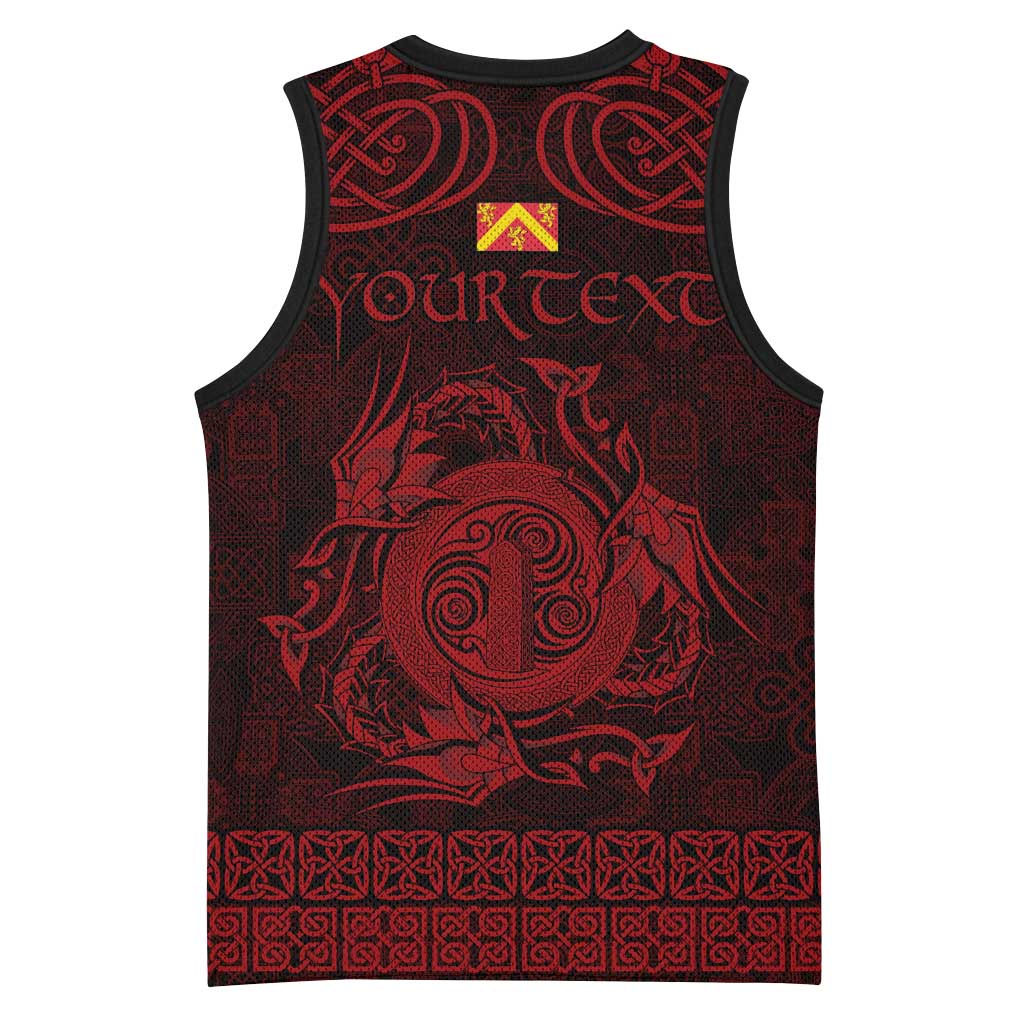 Personalized Anglesey Ynys Mon Basketball Jersey Red Standing Stone Celtic-inspired - Wonder Print Shop