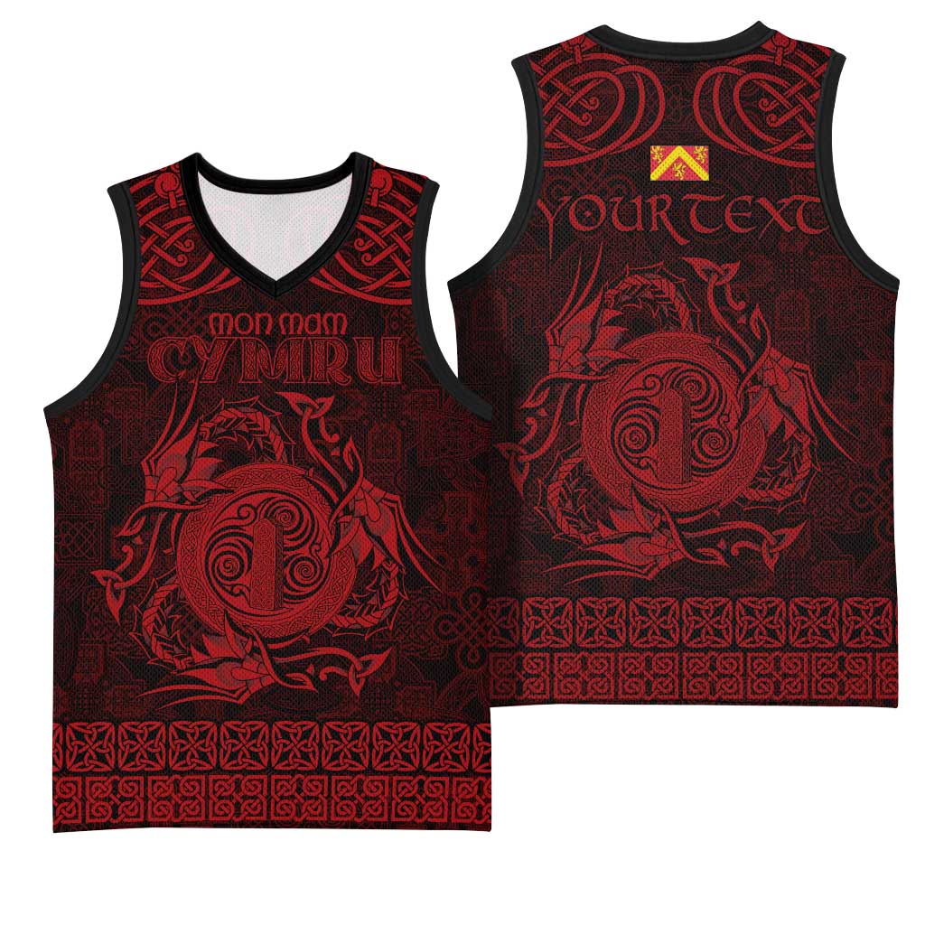 Personalized Anglesey Ynys Mon Basketball Jersey Red Standing Stone Celtic-inspired - Wonder Print Shop