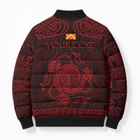 Personalized Anglesey Ynys Mon Bomber Puffer Jacket Red Standing Stone Celtic-inspired - Wonder Print Shop