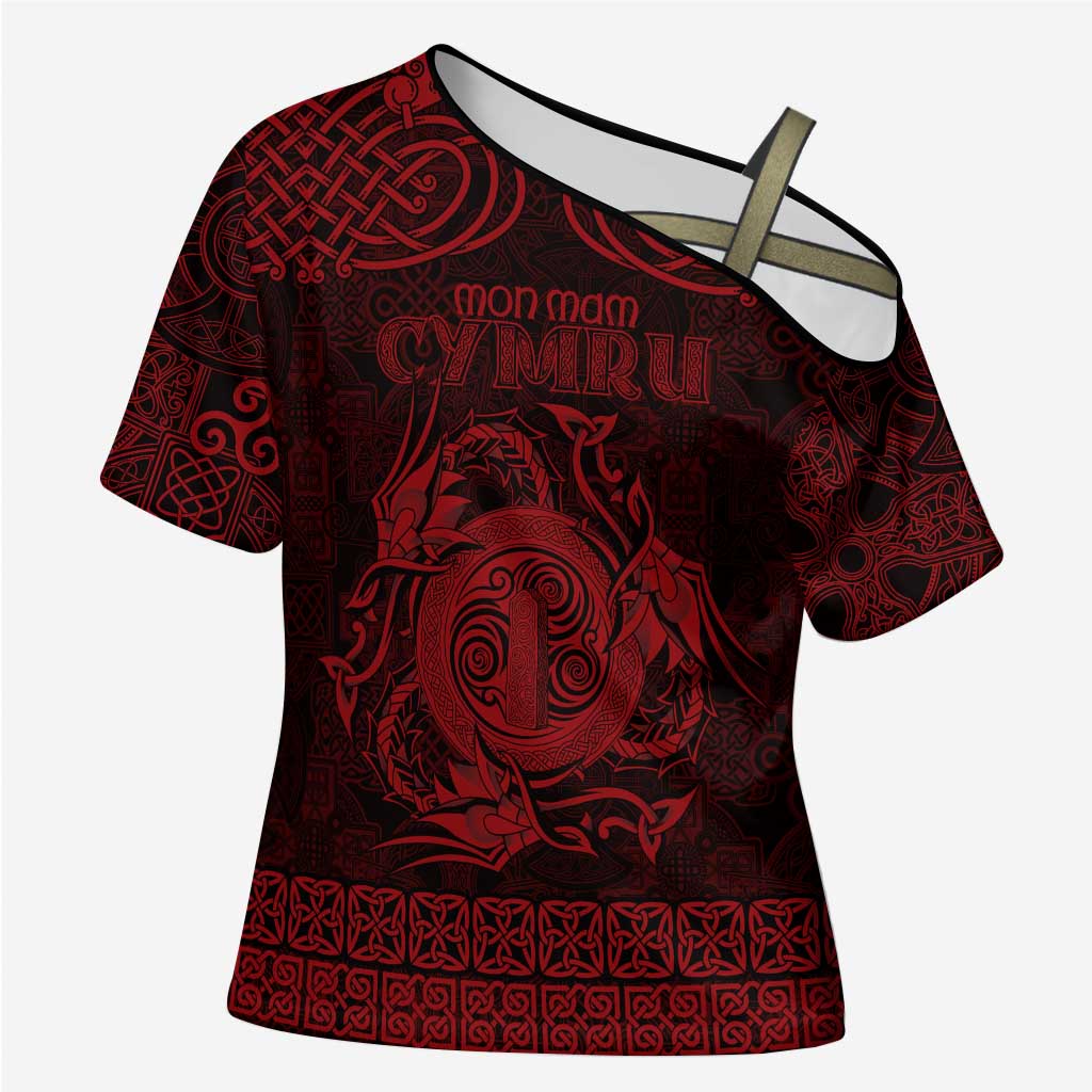 Personalized Anglesey Ynys Mon Cross Shoulder Shirt Red Standing Stone Celtic-inspired - Wonder Print Shop